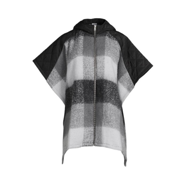 Time And Tru Plaid Hooded Zipper Poncho Sweater - Picture 6 of 11